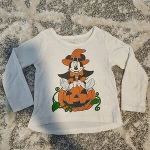 Disney White Graphic Long Sleeve Halloween Witch Minnie Mouse Toddler's 2T EUC